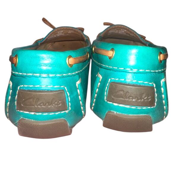 Clarks Artisan Teal Leather Driving Loafers | Bow Detail | Women’s 6.5 - Picture 3 of 5